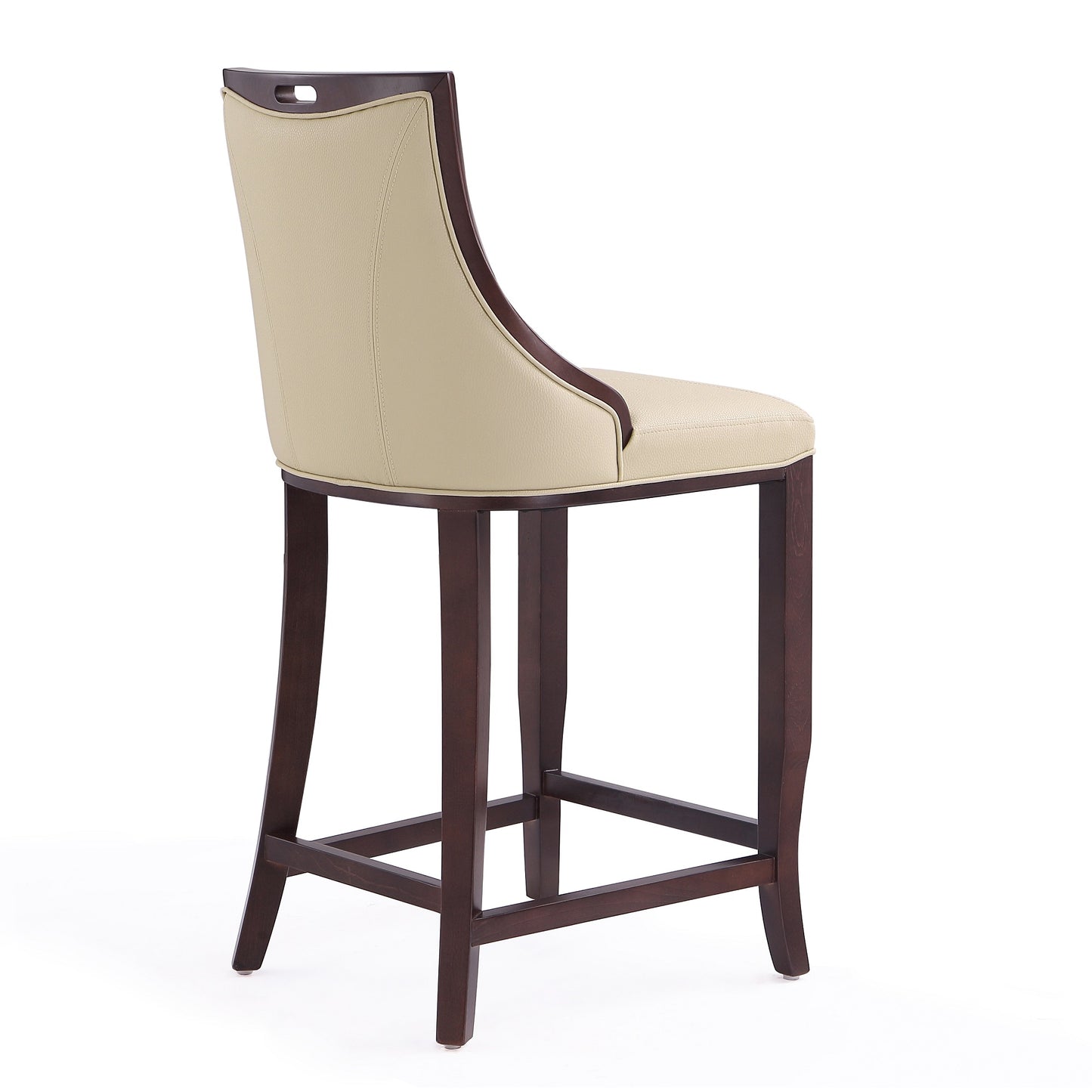 Emperor Traditional Wood Upholstered Barstool in Cream - Set of 2 2-BS008-CR