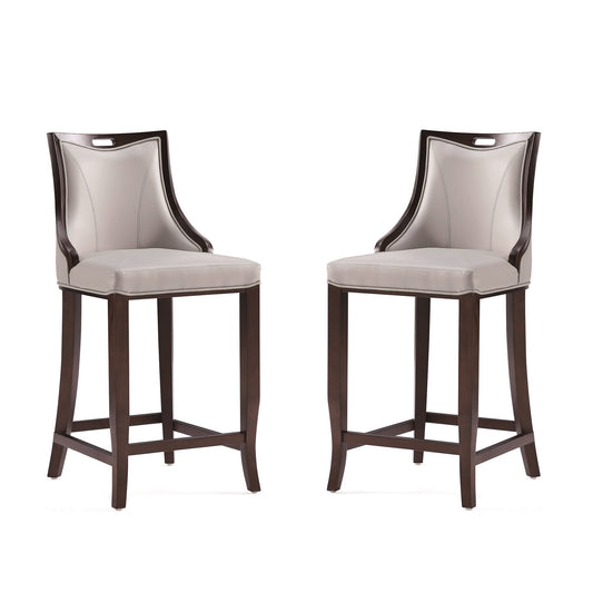 Manhattan Comfort Emperor Faux Leather Barstool in Light Grey (Set of 2) 2-BS008-LG