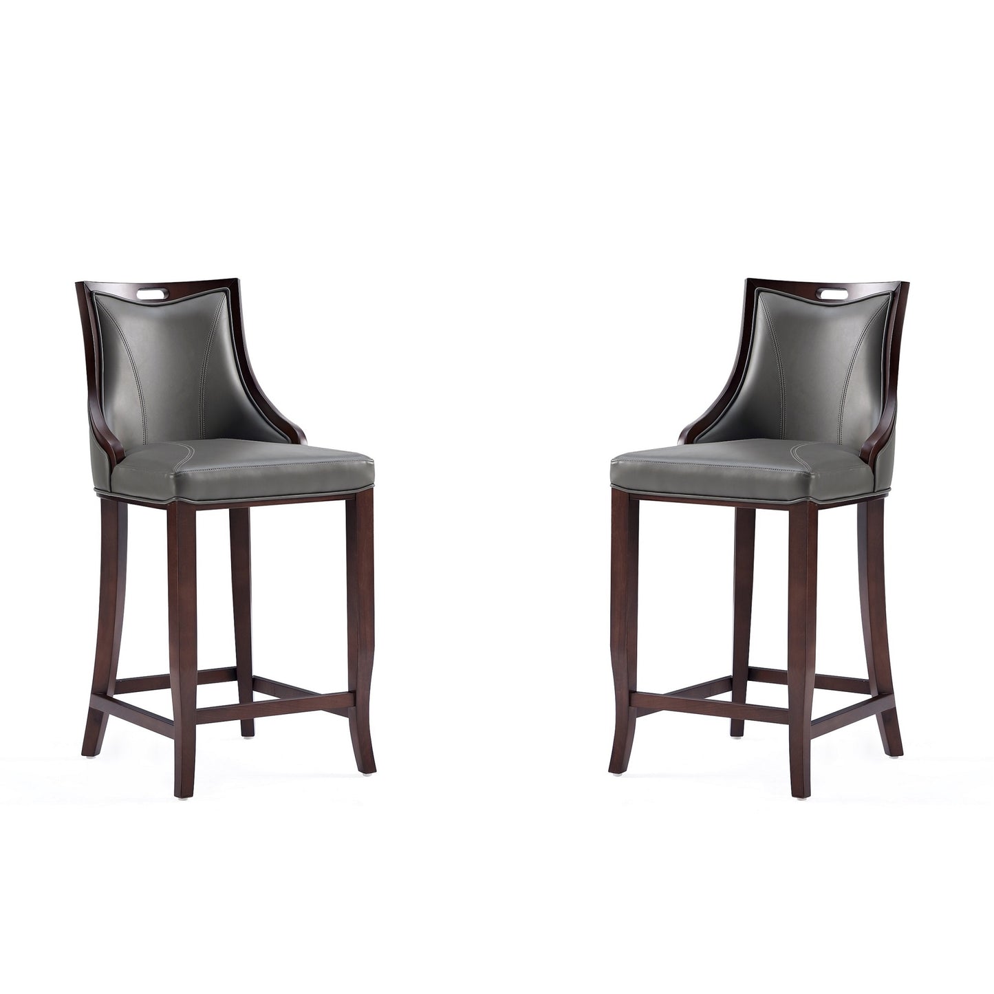 Manhattan Comfort Emperor 41 in. Walnut Beech Wood Bar Stool (Set of 2 or 3)