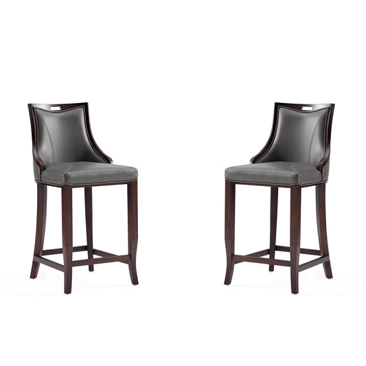 Manhattan Comfort Emperor Faux Leather Barstool in Pebble Grey (Set of 2) 2-BS008-PE