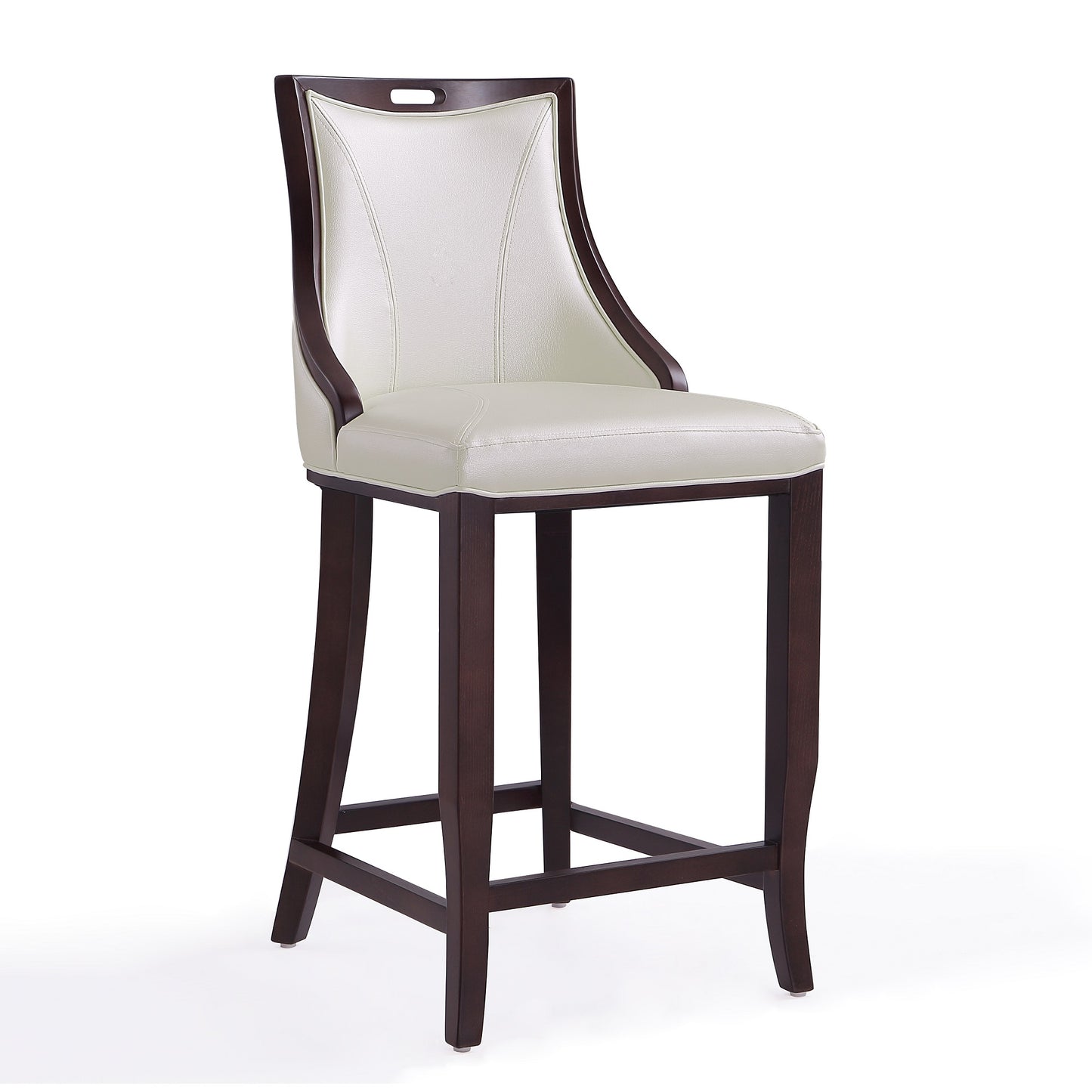 Emperor Traditional Wood Upholstered Barstool in Pearl White - Set of 2 2-BS008-PW