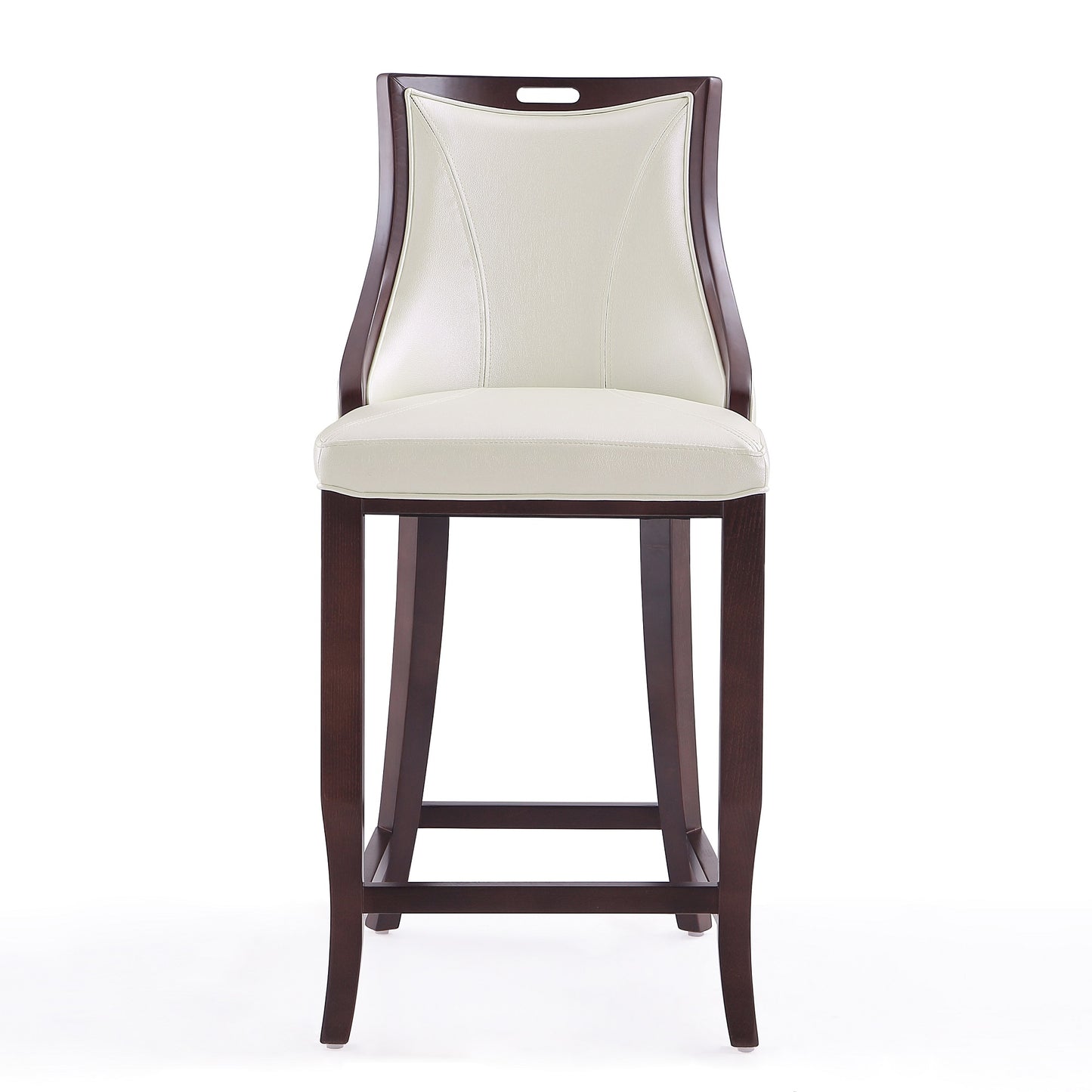 Emperor Traditional Wood Upholstered Barstool in Pearl White - Set of 2 2-BS008-PW