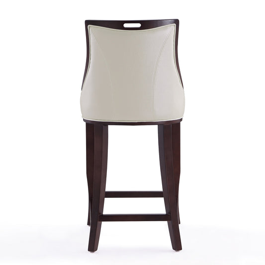 Manhattan Comfort Emperor 41 in. Pearl White and Walnut Beech Wood Bar Stool (Set of 2) 2-BS008-PW