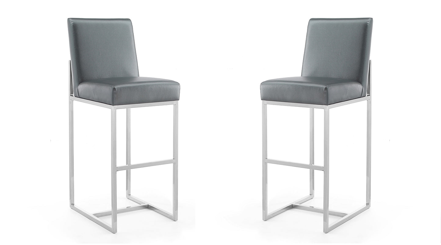 Manhattan Comfort Element 42.13 in. Polished Chrome Stainless Steel Bar Stool