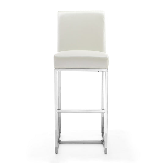 Manhattan Comfort Element 42.13 in. Pearl White and Polished Chrome Stainless Steel Bar Stool (Set of 2) 2-BS010-PW