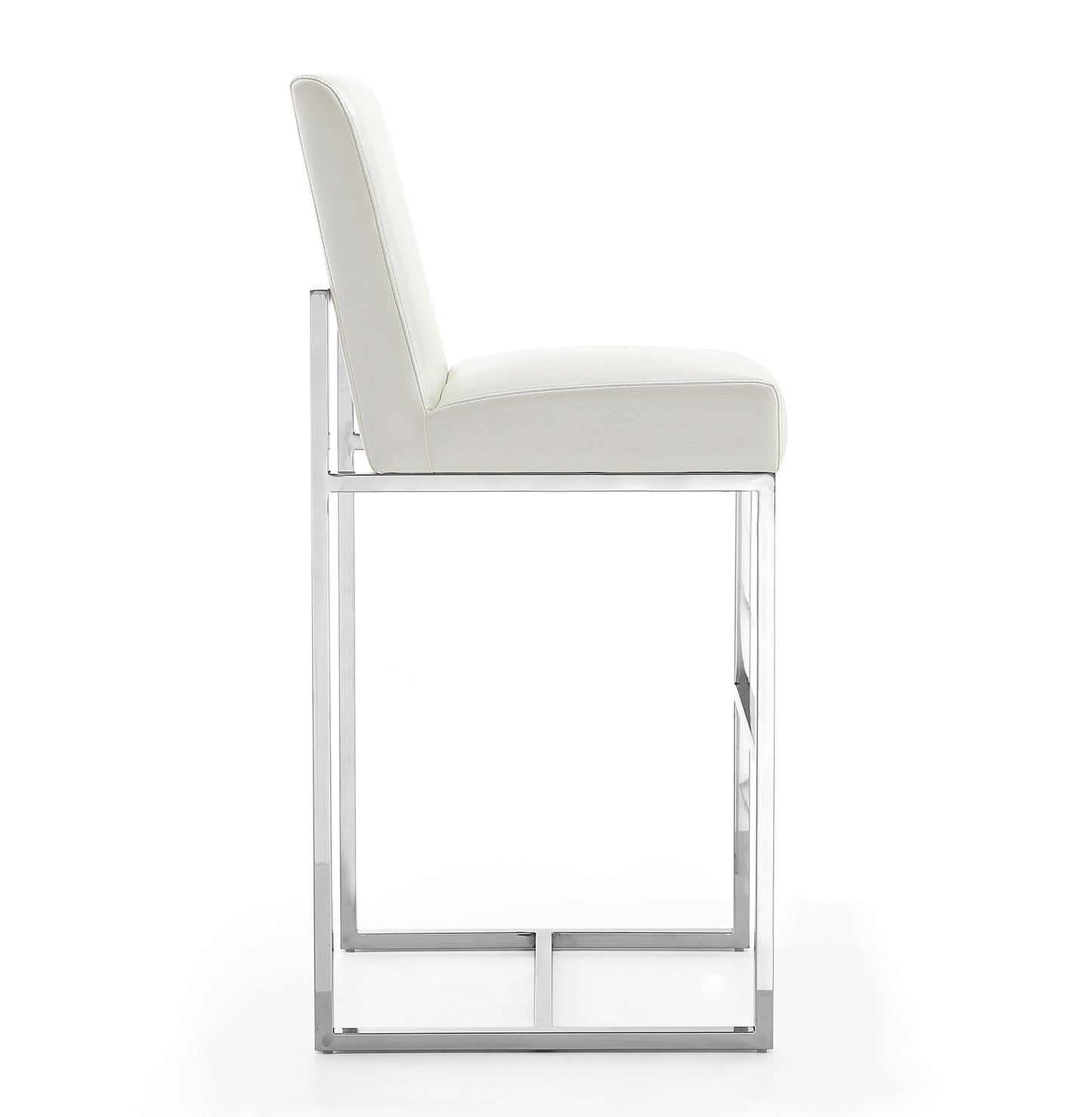 Manhattan Comfort Element 42.13 in. Polished Chrome Stainless Steel Bar Stool