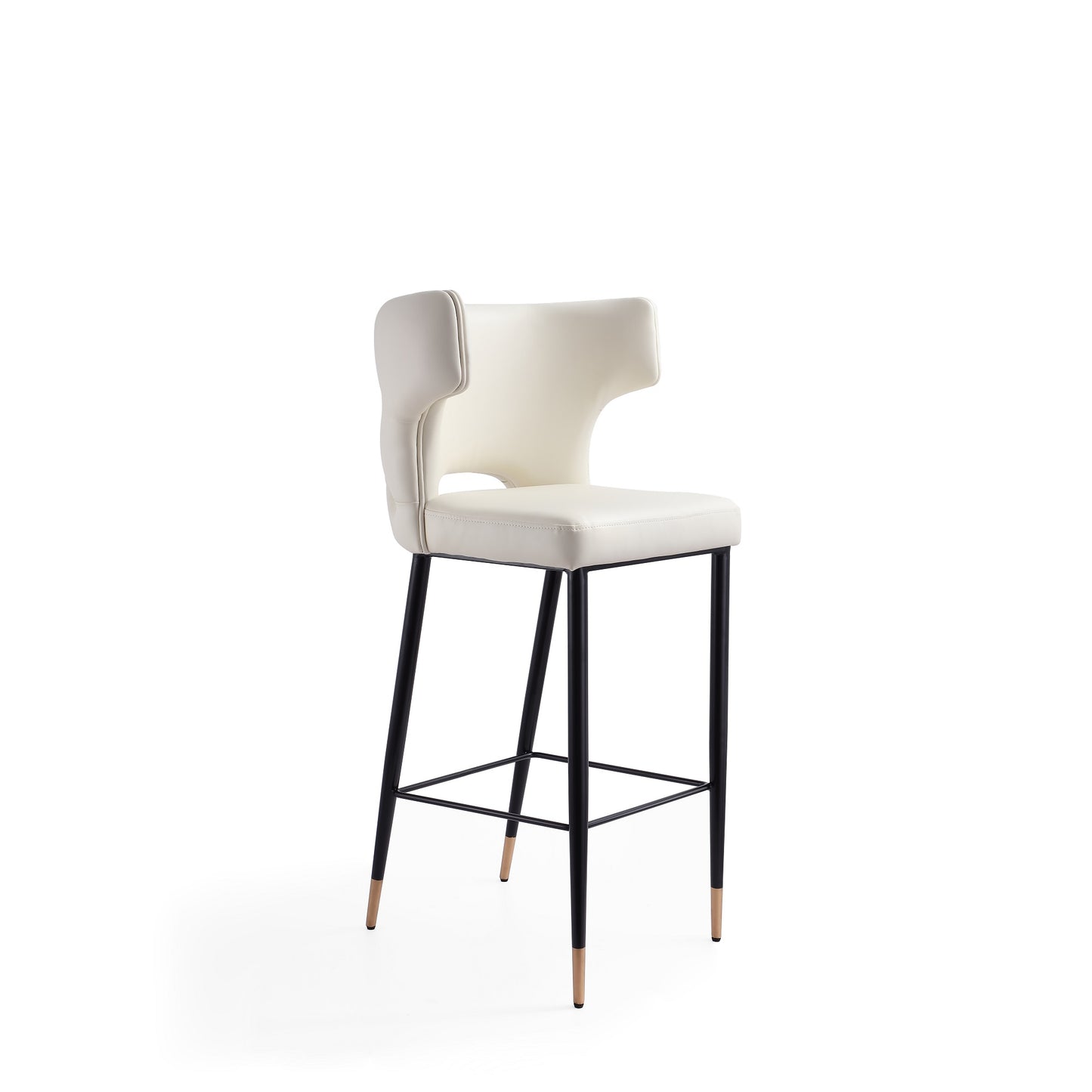 Manhattan Comfort Holguin 41.34 in. Cream, Black and Gold Wooden Barstool (Set of 2) 2-BS011-CR