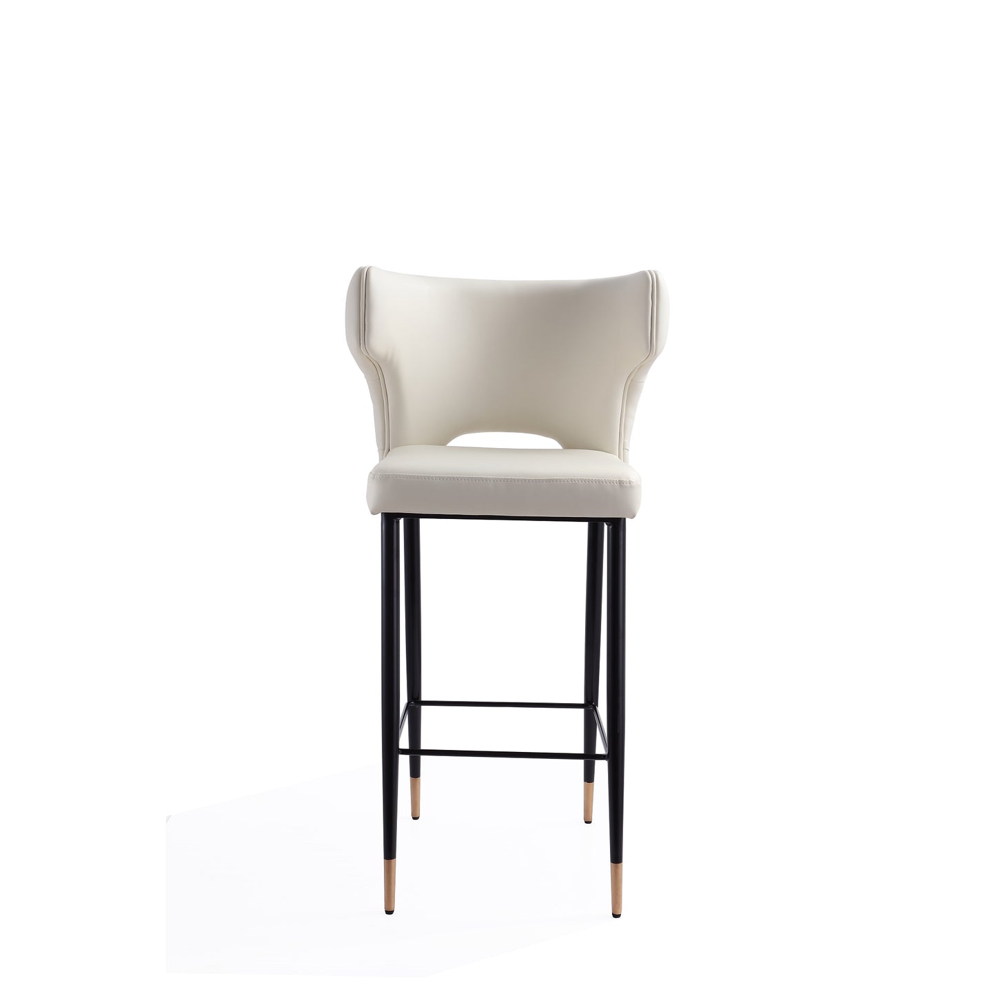 Manhattan Comfort Holguin 41.34 in. Cream, Black and Gold Wooden Barstool (Set of 2) 2-BS011-CR