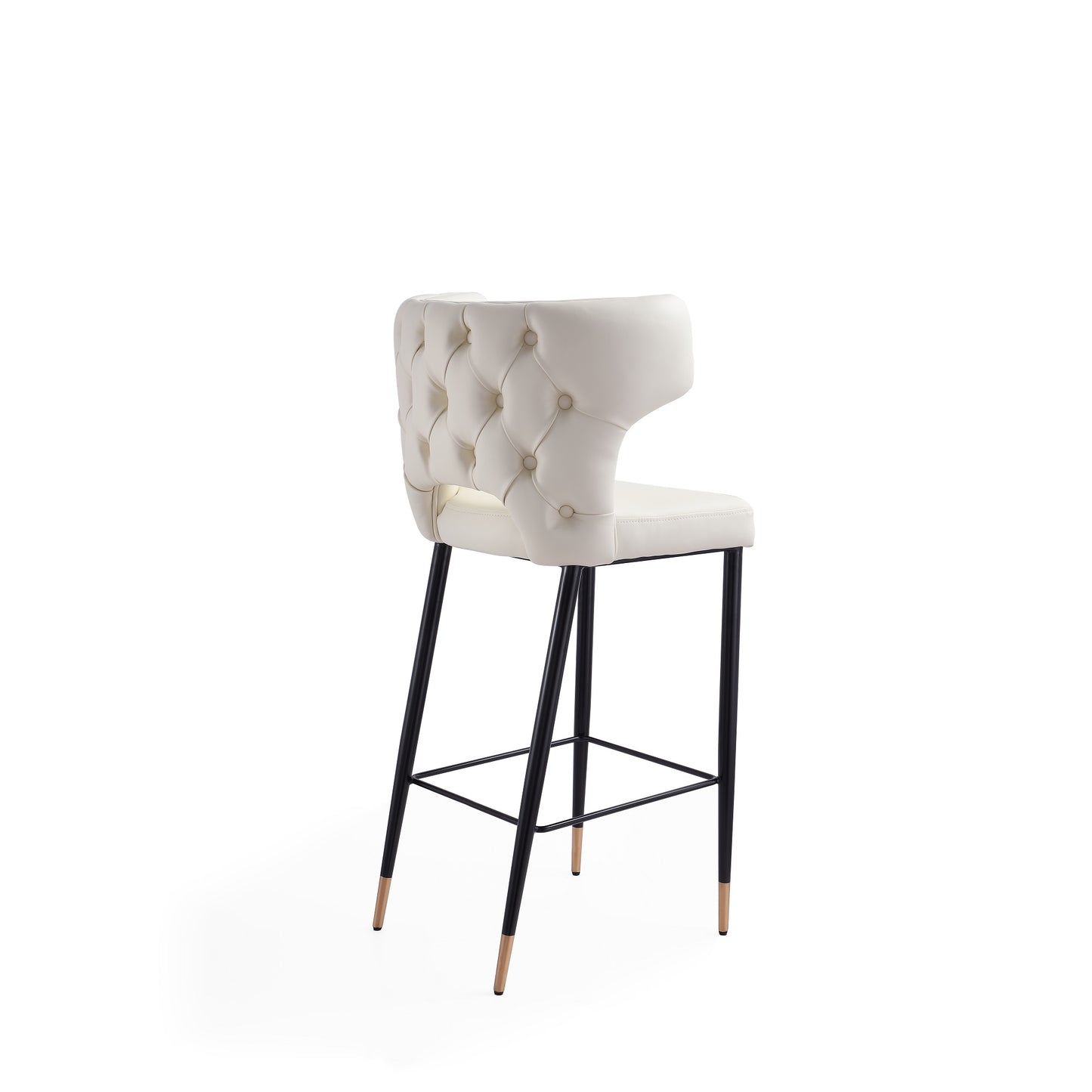 Manhattan Comfort Holguin 41.34 in. Cream, Black and Gold Wooden Barstool (Set of 2) 2-BS011-CR