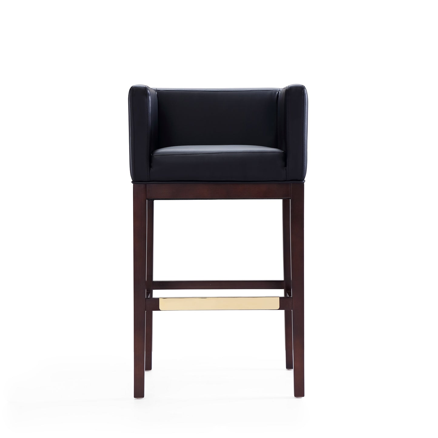 Manhattan Comfort Kingsley 38 in. Black and Dark Walnut Beech Wood Barstool (Set of 2) 2-BS012-BK