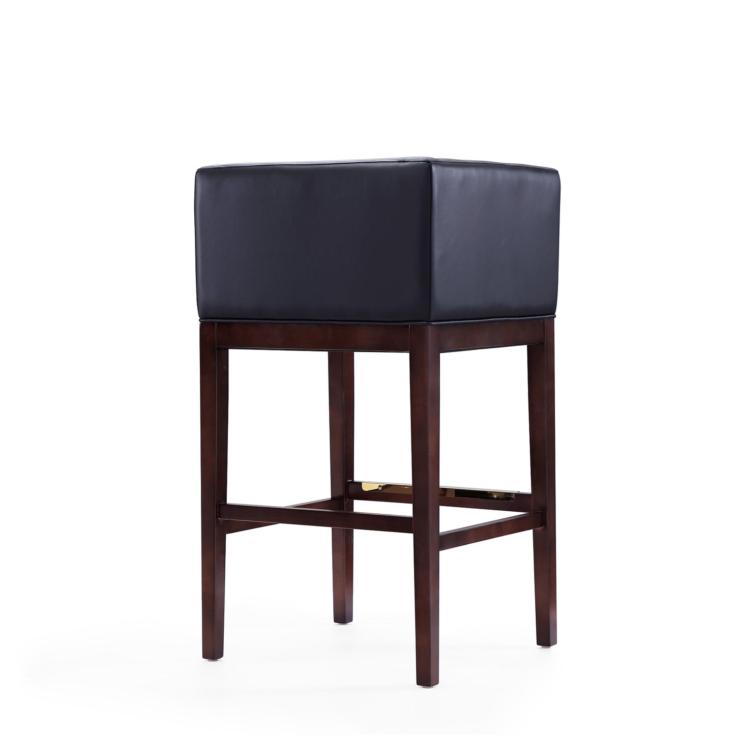 Manhattan Comfort Kingsley 38 in. Black and Dark Walnut Beech Wood Barstool (Set of 2) 2-BS012-BK