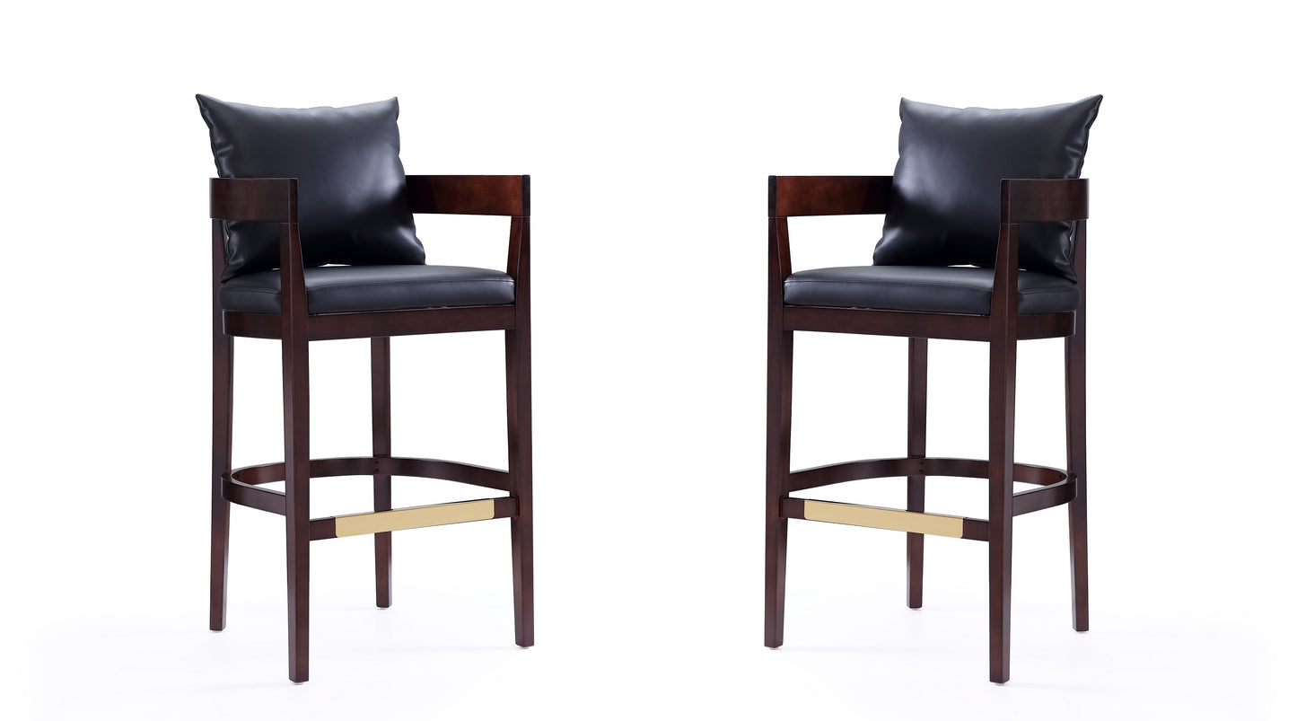 Ritz Mid-Century Modern Wood Upholstered Barstool in Black - Set of 2 2-BS013-BK