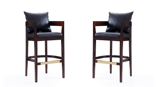 Ritz Mid-Century Modern Wood Upholstered Barstool in Black - Set of 2 2-BS013-BK
