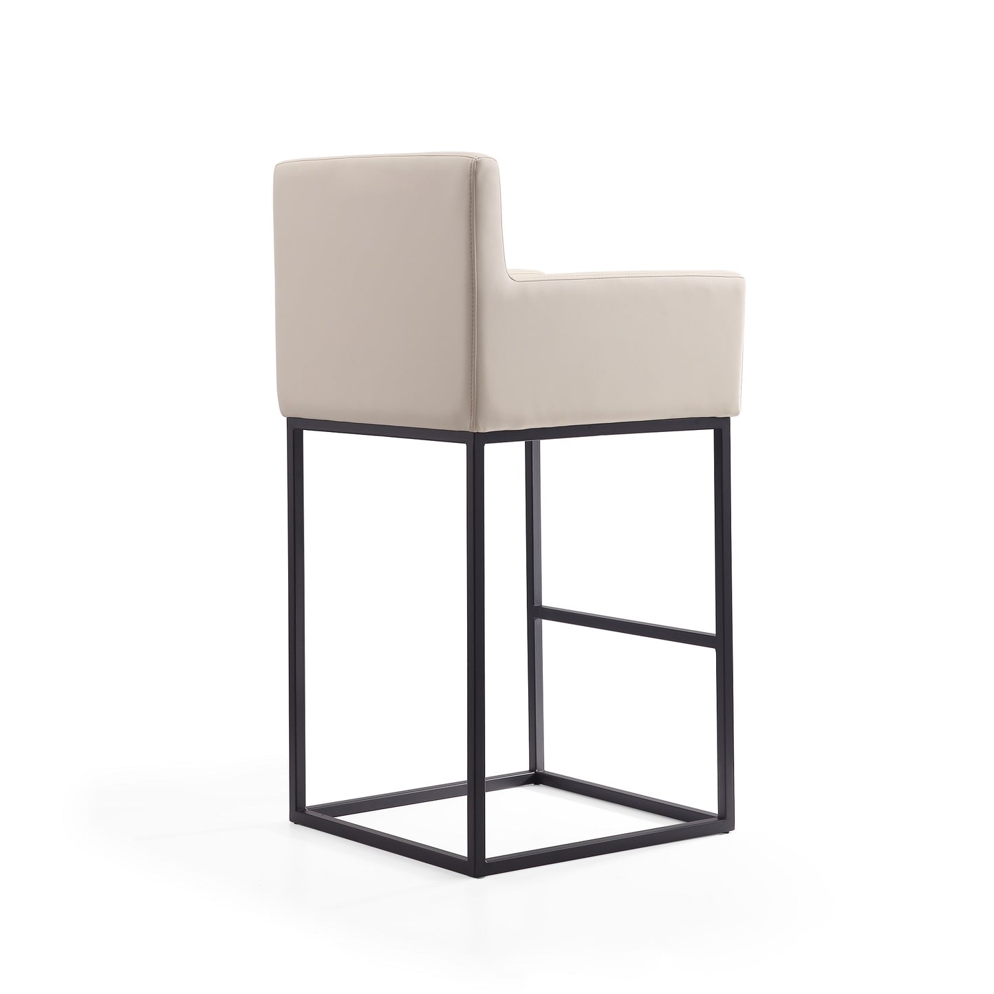 Manhattan Comfort Ambassador 42 in. Cream and Black Metal Barstool (Set of 2) 2-BS017-CR