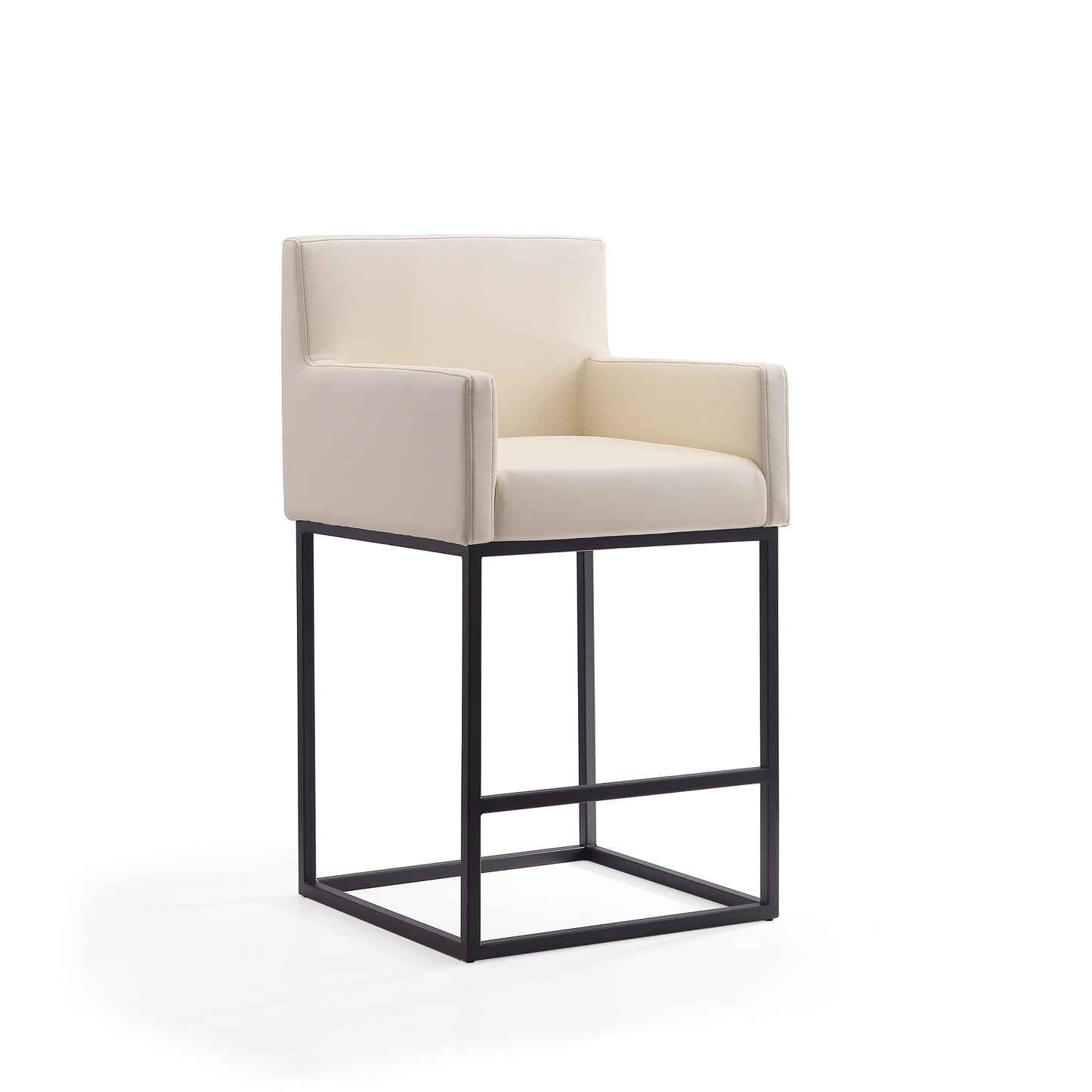 Manhattan Comfort Ambassador 42 in. Cream and Black Metal Barstool (Set of 2) 2-BS017-CR