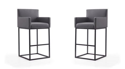 Manhattan Comfort Ambassador 42 in. Grey and Black Metal Barstool (Set of 2) 2-BS017-GY