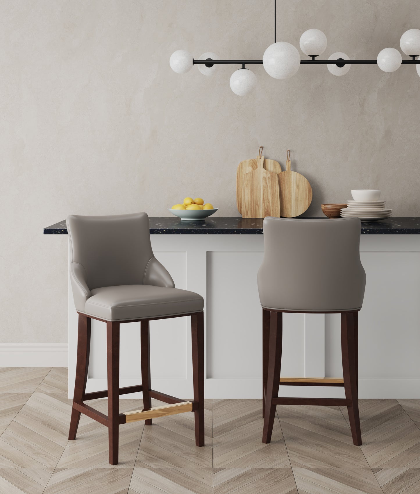 Shubert Modern Wood Upholstered Barstool in Dark Taupe - Set of 2 2-BS019-DT