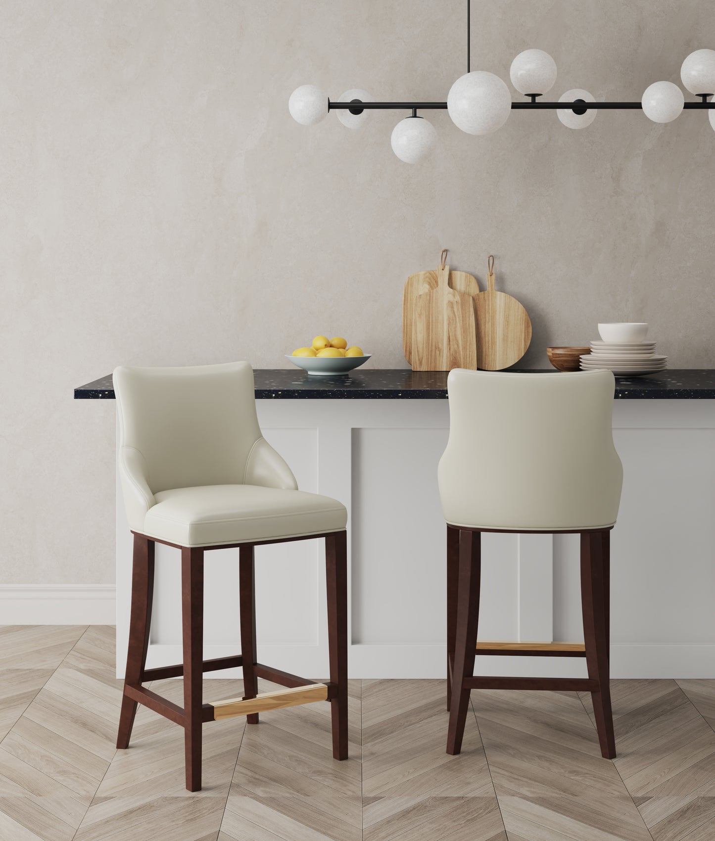 Shubert Modern Wood Upholstered Barstool in Ivory - Set of 2 2-BS019-IV