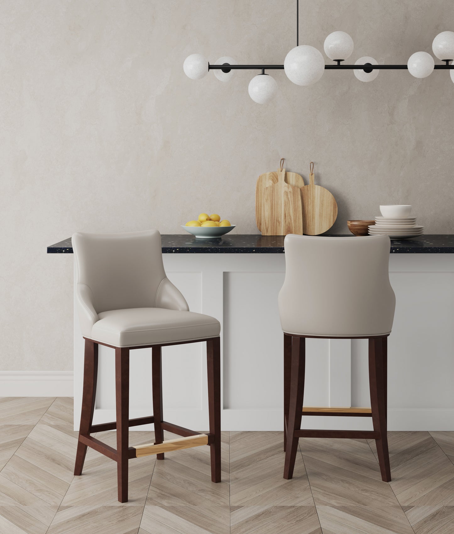 Shubert Modern Wood Upholstered Barstool in Light Gray - Set of 2 2-BS019-LG