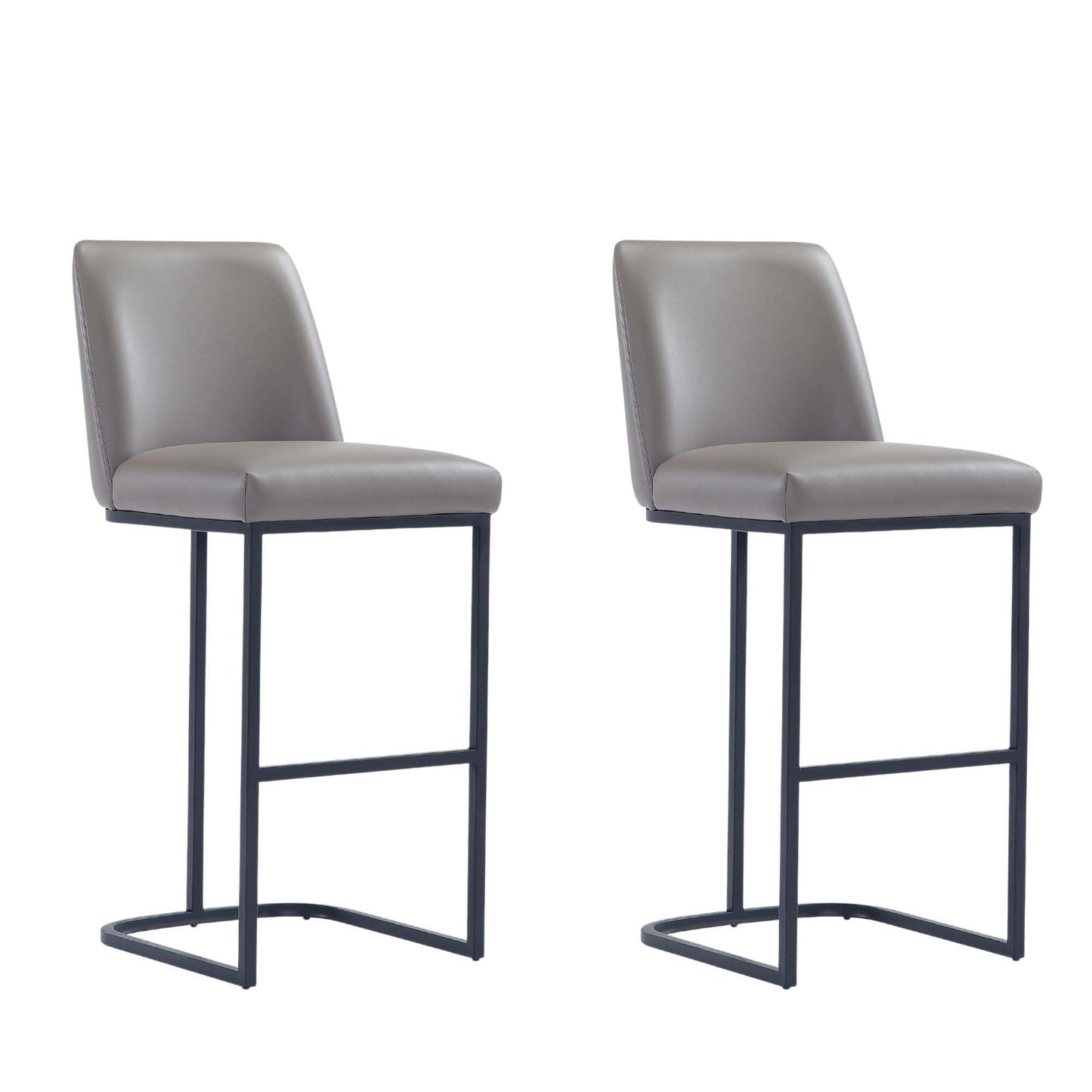 Manhattan Comfort Serena Modern Leatherette Upholstered Barstool in Grey - Set of 2 2-BS020-GY