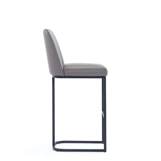 Manhattan Comfort Serena Modern Leatherette Upholstered Barstool in Grey - Set of 2 2-BS020-GY