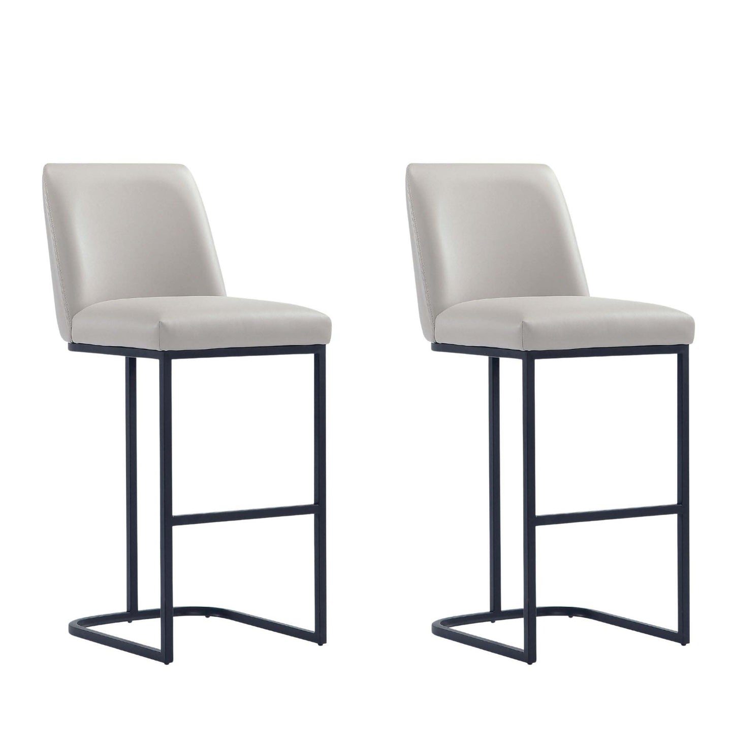 Serena Modern Metal Upholstered Barstool in Light Gray - Set of 2 2-BS020-LG