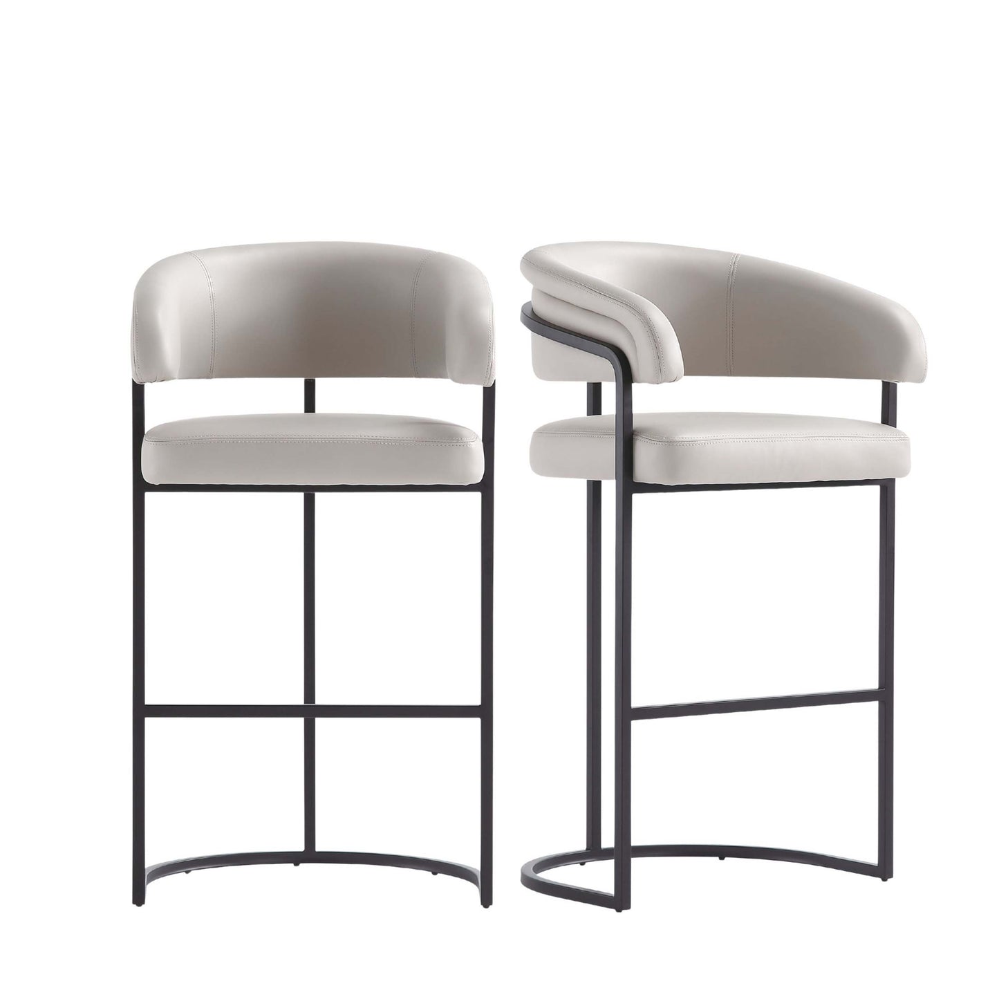 Augusta Modern Metal Upholstered Barstool in Light Gray - Set of 2 2-BS021-LG