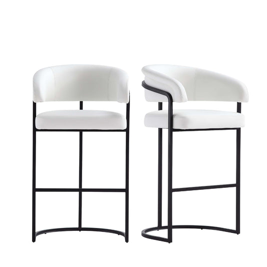Augusta Modern Metal Upholstered Barstool in White - Set of 2 2-BS021-WH