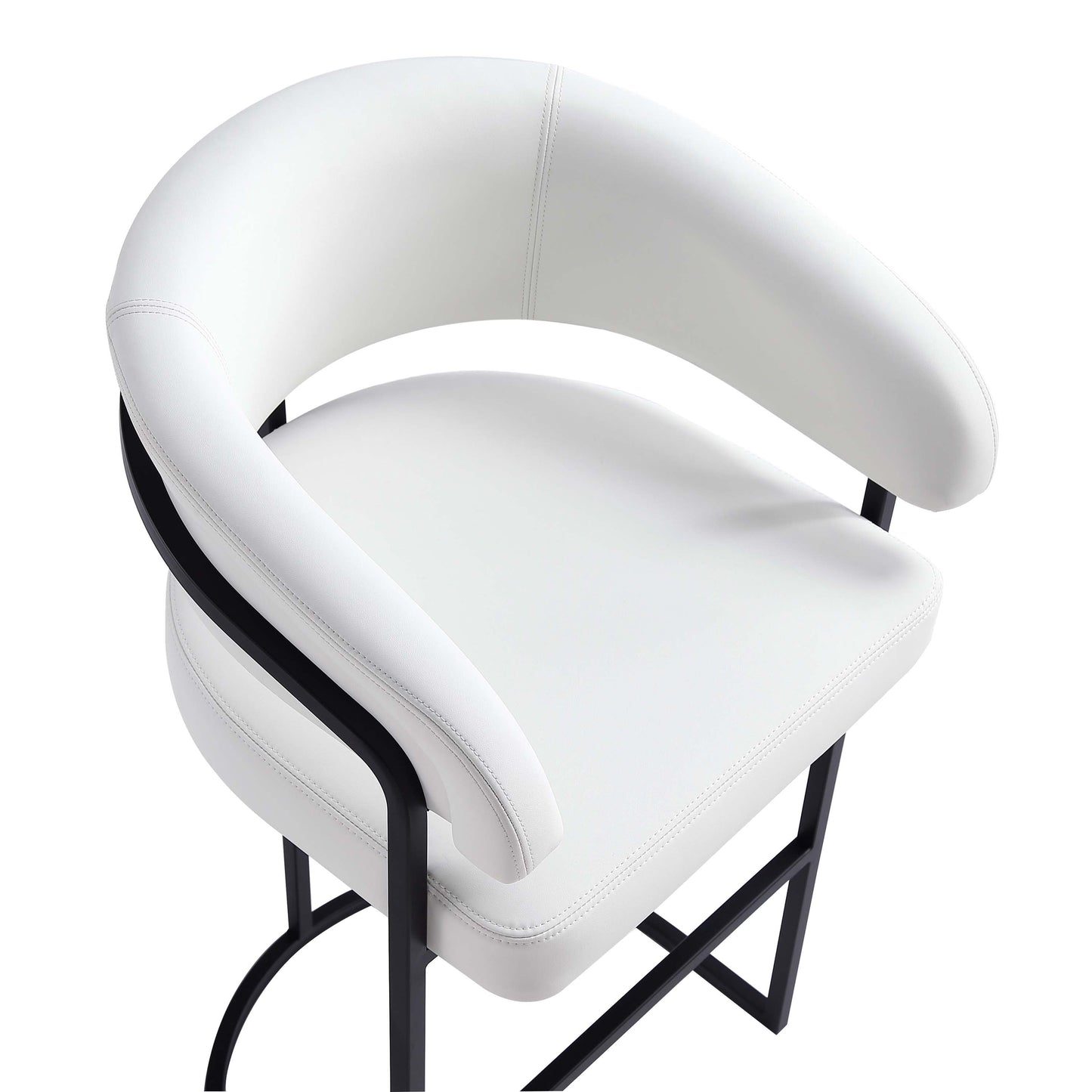 Manhattan Comfort Augusta Modern Leatherette Upholstered Barstool in White - Set of 2 2-BS021-WH