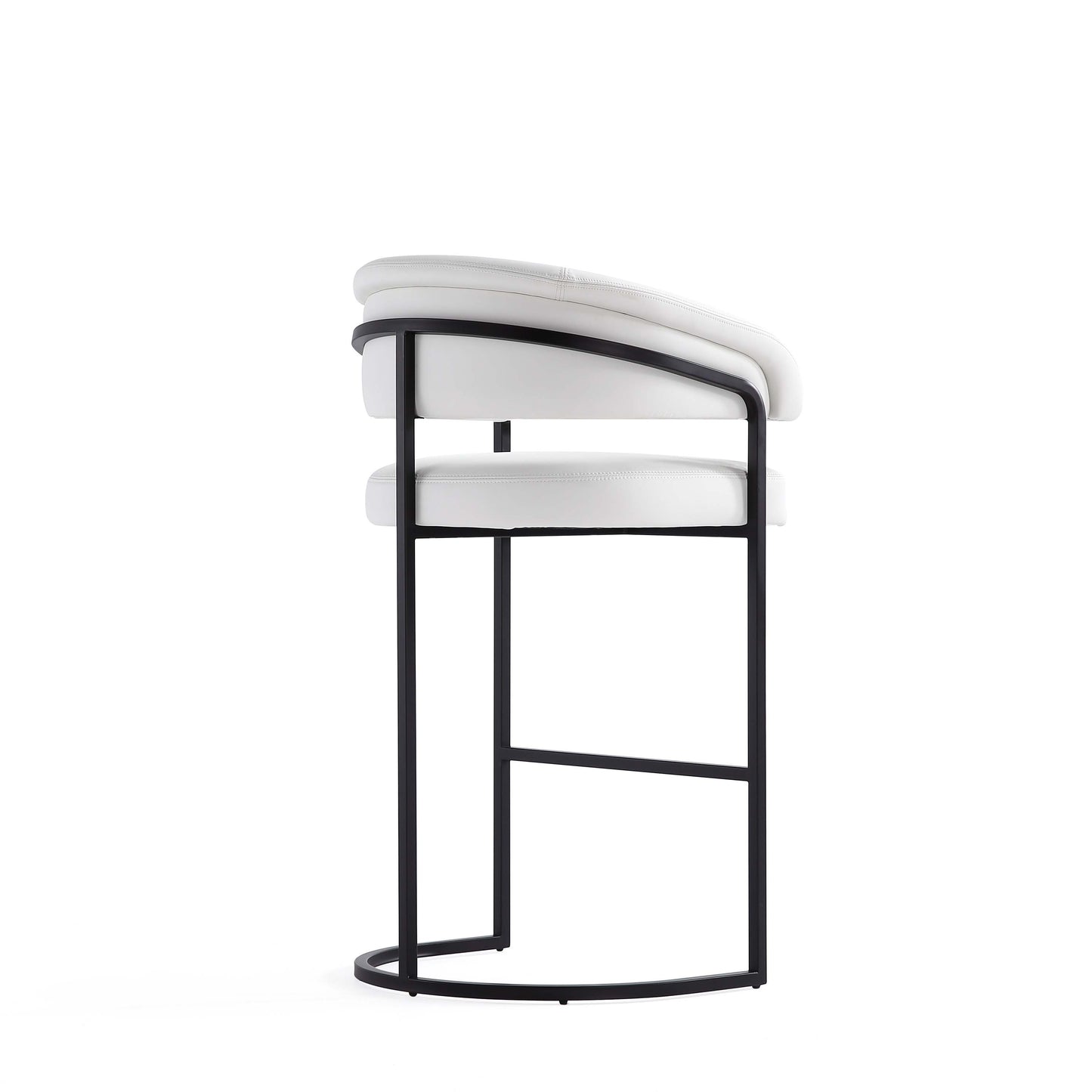 Manhattan Comfort Augusta Modern Leatherette Upholstered Barstool in White - Set of 2 2-BS021-WH
