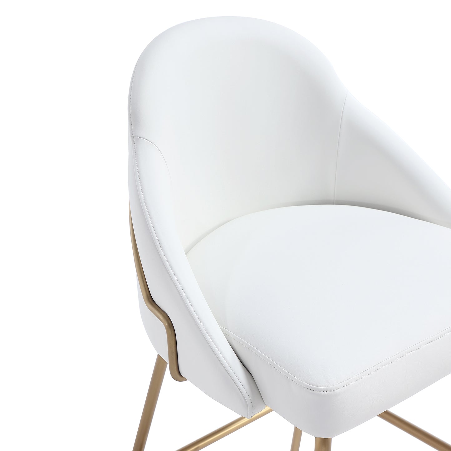 Gracie Modern Metal Upholstered Barstool in White and Gold - Set of 2 2-BS022-GWH