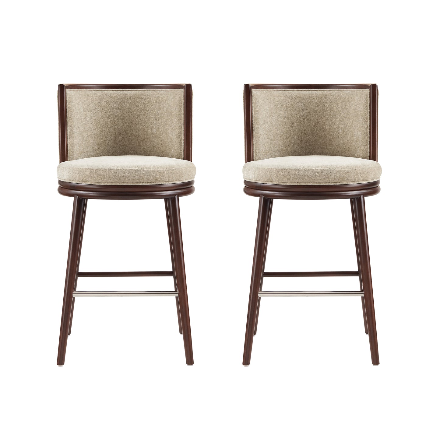 Evalyn Modern Wood Upholstered Barstool in Natural - Set of 2 2-BS024-NA