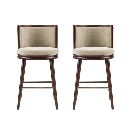 Evalyn Modern Wood Upholstered Barstool in Natural - Set of 2 2-BS024-NA