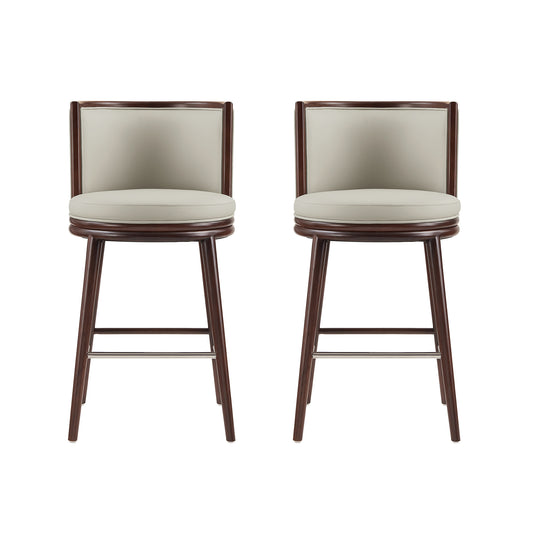 Evalyn Modern Wood Upholstered Barstool in Stone - Set of 2 2-BS024-ST
