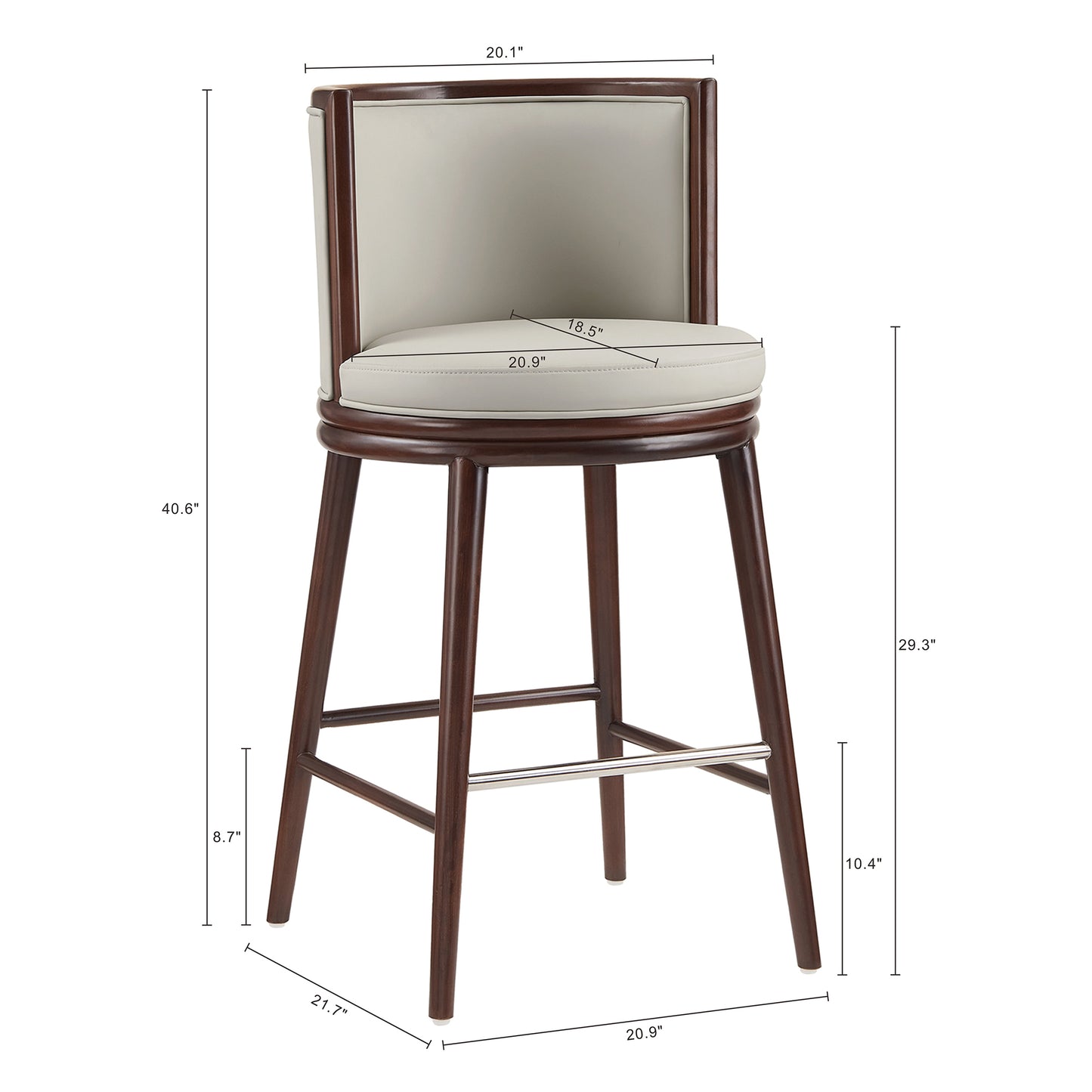 Evalyn Modern Wood Upholstered Barstool in Stone - Set of 2 2-BS024-ST