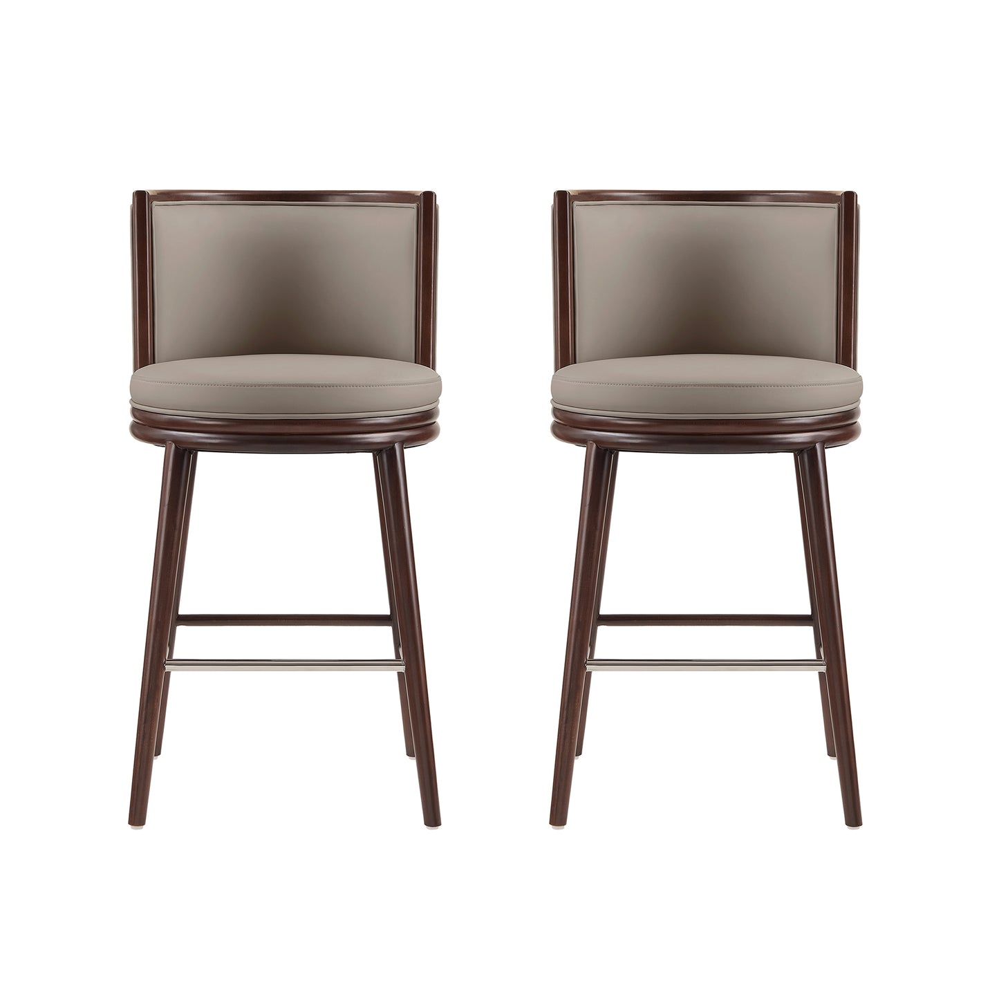 Evalyn Modern Wood Upholstered Barstool in Taupe - Set of 2 2-BS024-TP