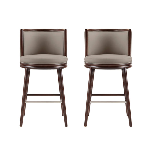 Evalyn Modern Wood Upholstered Barstool in Taupe - Set of 2 2-BS024-TP