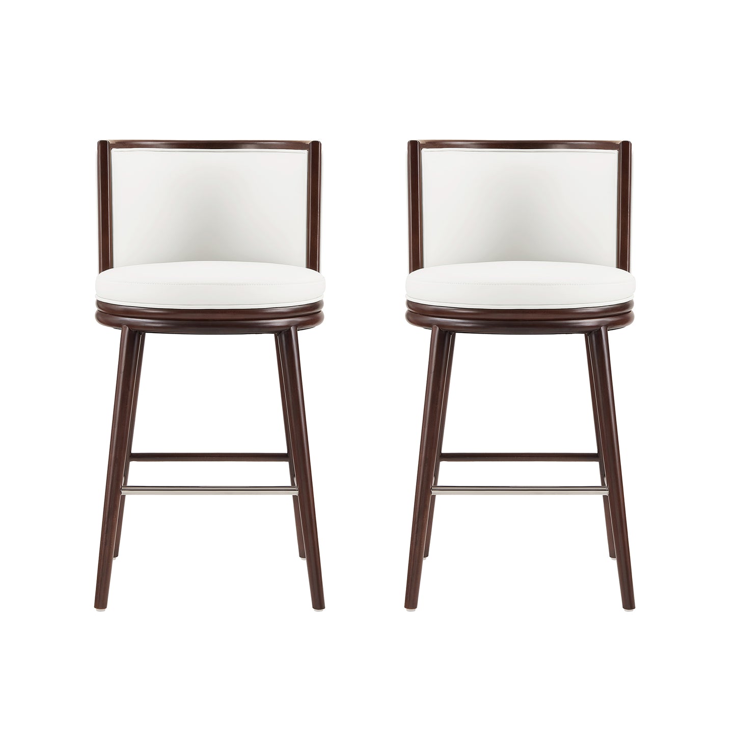 Evalyn Modern Wood Upholstered Barstool in White - Set of 2 2-BS024-WH