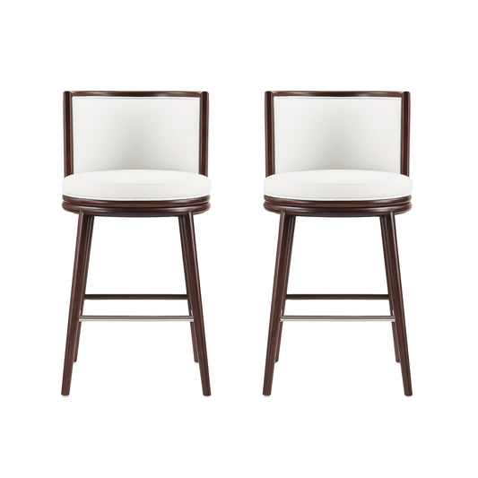 Evalyn Modern Wood Upholstered Barstool in White - Set of 2 2-BS024-WH