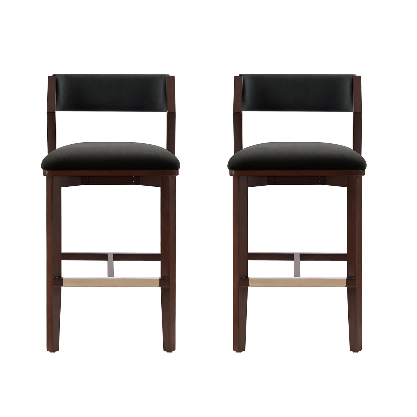 Patricia Modern Wood Upholstered Barstool in Black - Set of 2 2-BS026-BK