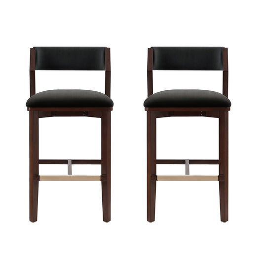 Patricia Modern Wood Upholstered Barstool in Black - Set of 2 2-BS026-BK
