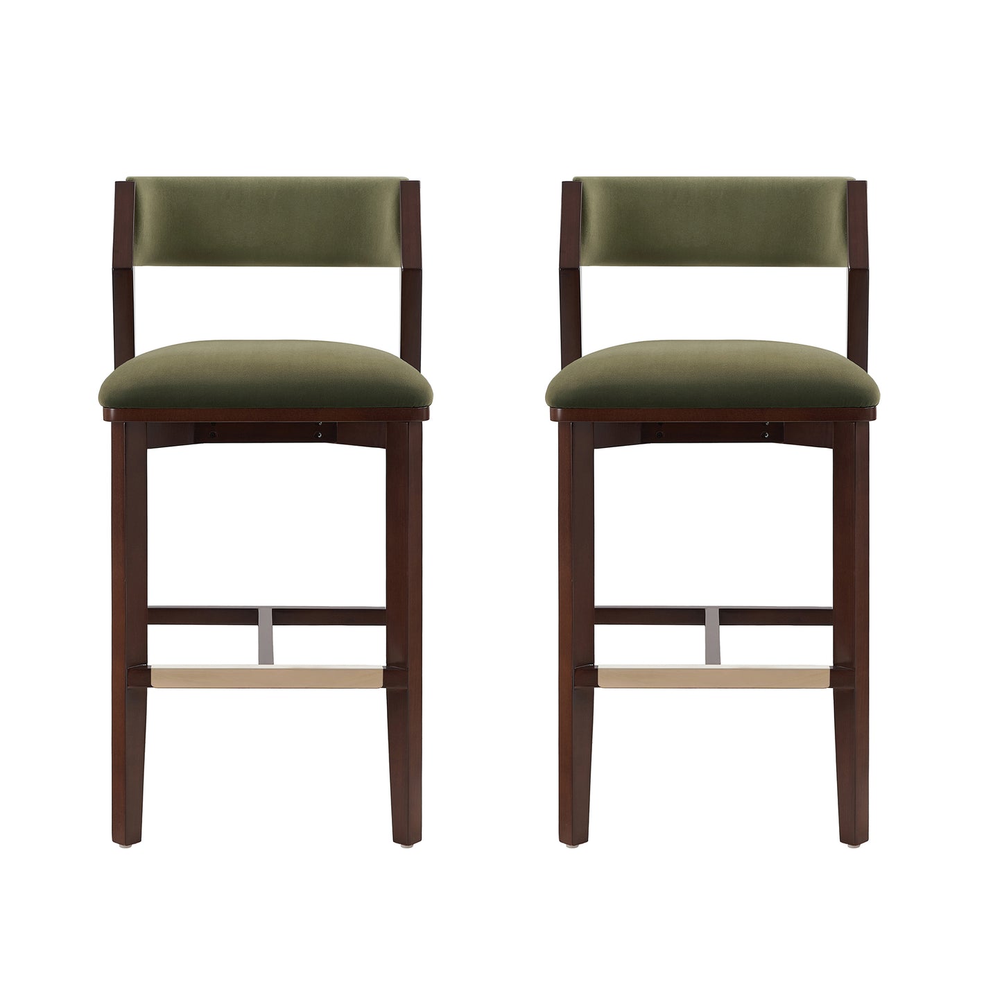 Patricia Modern Wood Upholstered Barstool in Turtle Green - Set of 2 2-BS026-GR