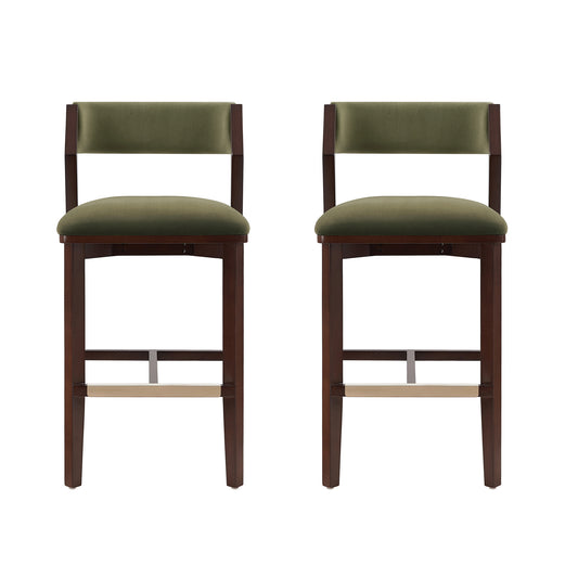 Patricia Modern Wood Upholstered Barstool in Turtle Green - Set of 2 2-BS026-GR