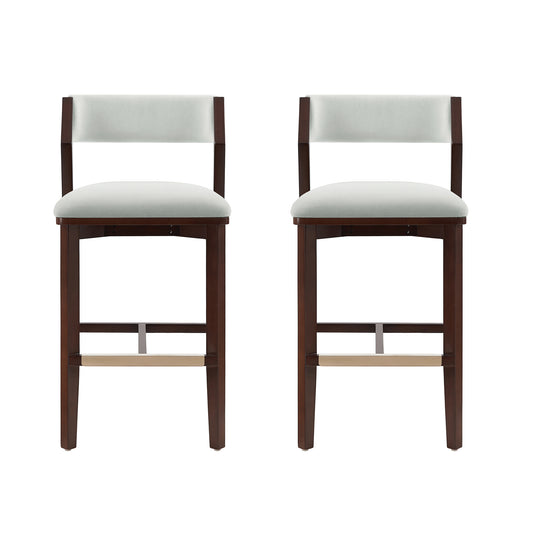 Patricia Modern Wood Upholstered Barstool in White Glacier - Set of 2 2-BS026-WH