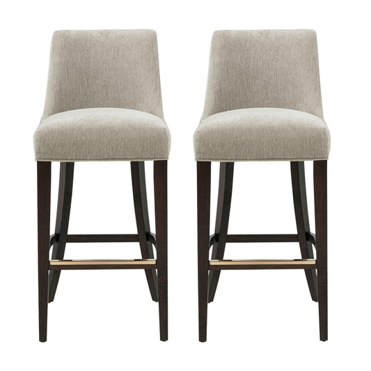 Beever Modern Wood Upholstered Chenille Barstool in Taupe - Set of 2 2-BS027-TP