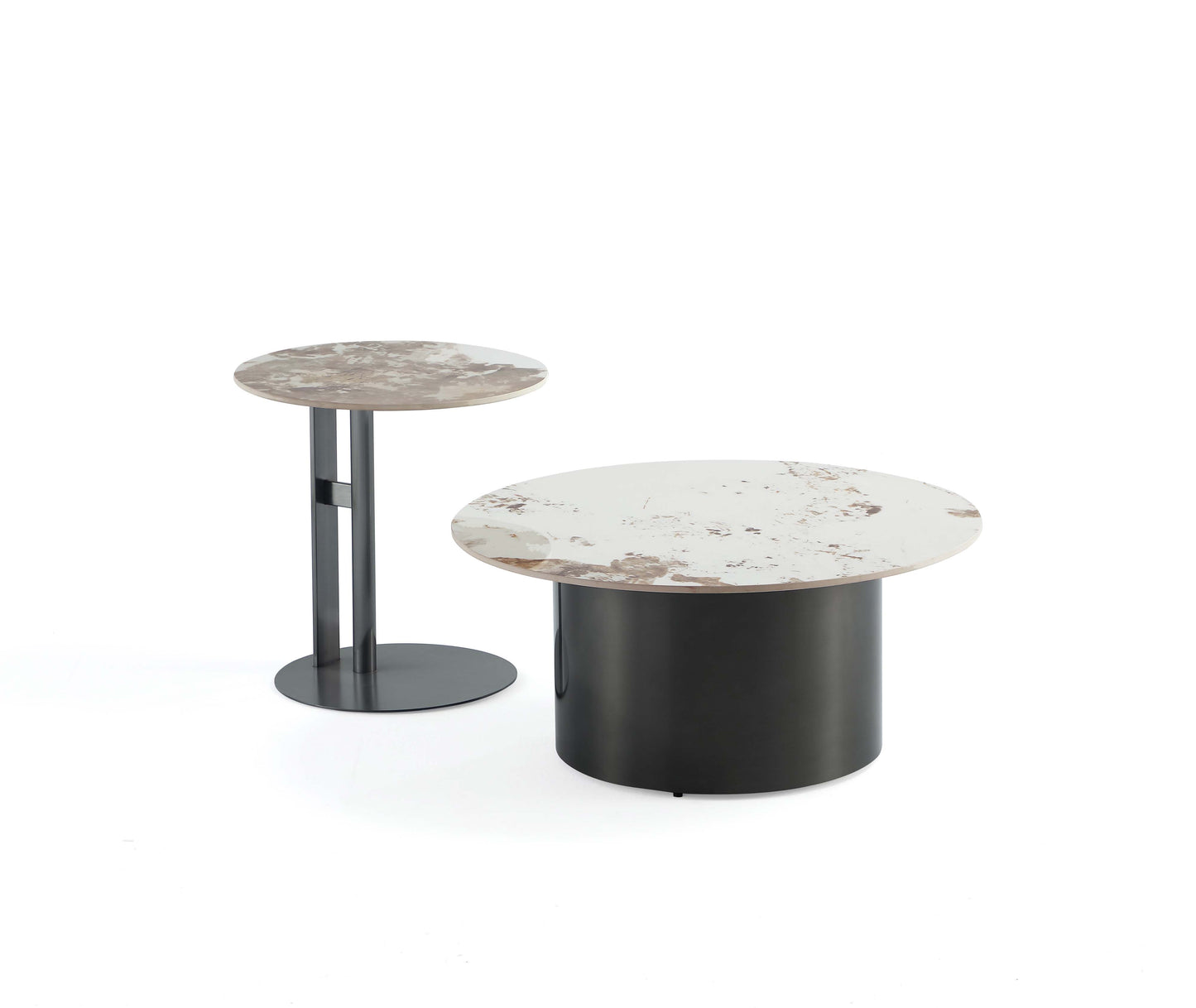 Manhattan Comfort Alondra 2-Piece Modern Coffee Table and End Table Set in Black 2-CE0147