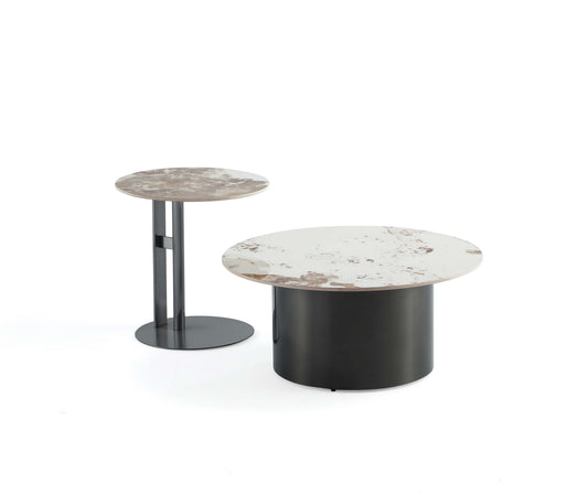Manhattan Comfort Alondra 2-Piece Modern Coffee Table and End Table Set in Black 2-CE0147