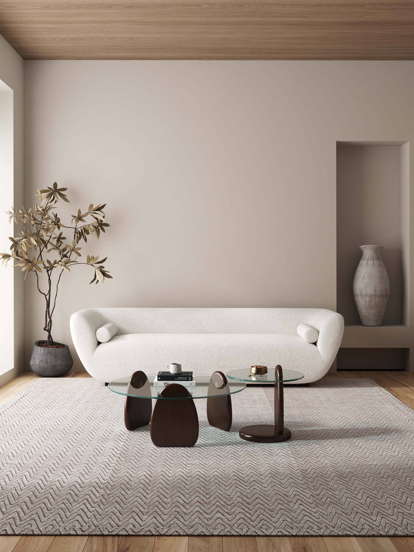 Artesia Modern Glam 2-Piece Coffee Table & End Table Set in Walnut 2-CE0158