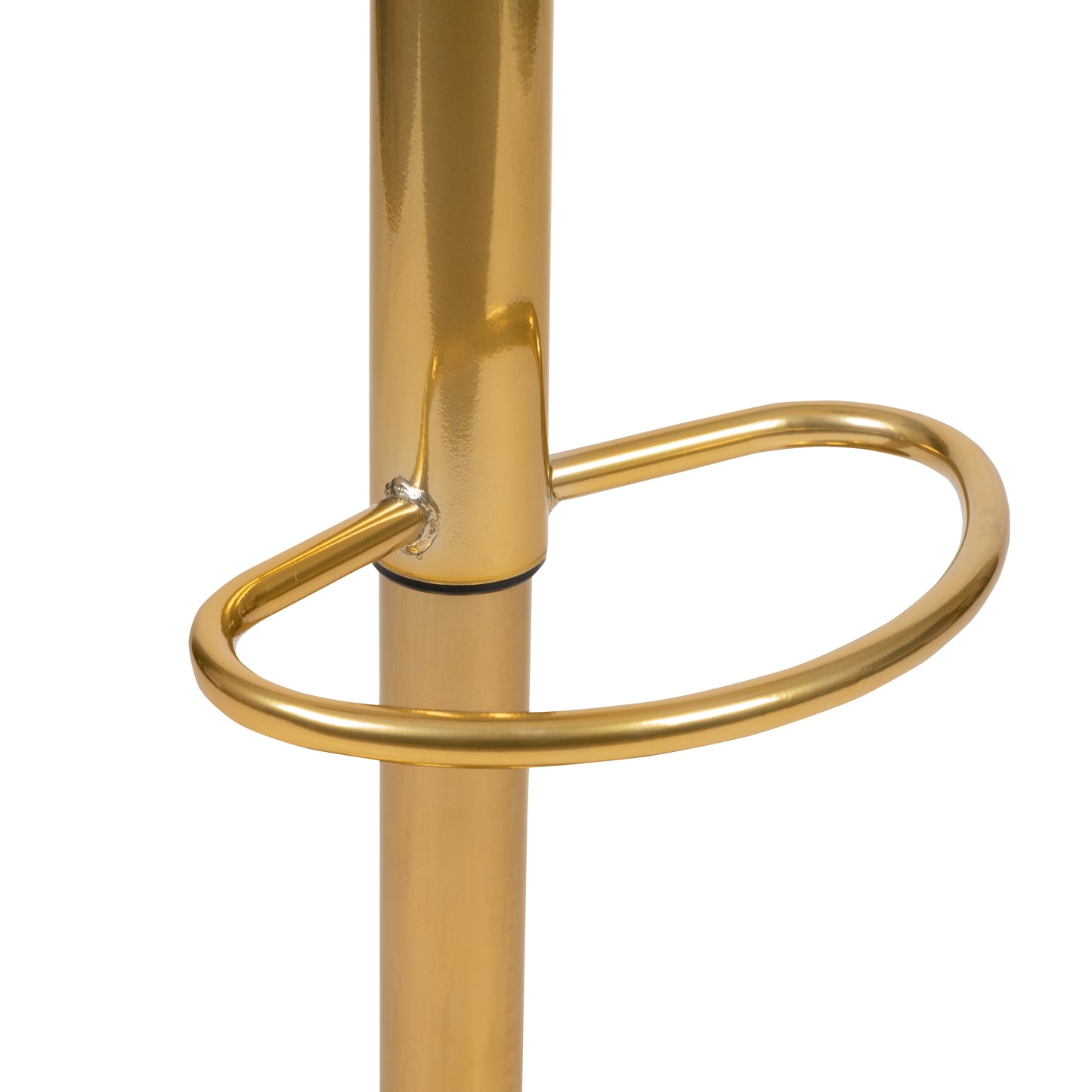 Vincent Modern Black Vinyl Adjustable Bar Stool with Back, Counter Height Swivel Stool with Gold Pedestal Base, Set of 2 Black Vinyl/Gold Frame