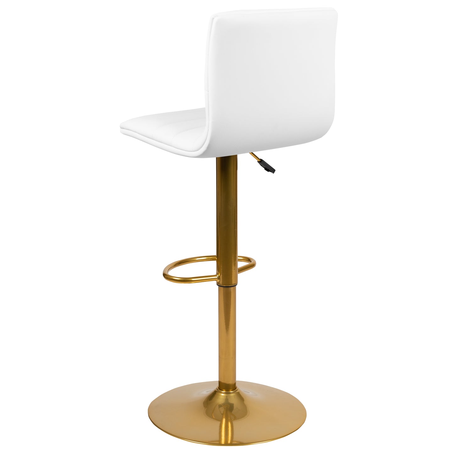 Vincent Modern White Vinyl Adjustable Bar Stool with Back, Counter Height Swivel Stool with Gold Pedestal Base, Set of 2 White Vinyl/Gold Frame